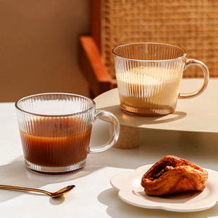 奔马高颜值玻璃杯咖啡杯女生家用简约风牛奶杯带把喝水杯子