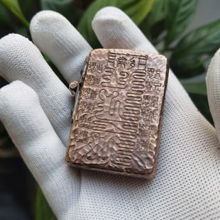 爷们手作黄铜煤油打火机改装加粗铰链雕刻六丁六甲护身手工雕底纹