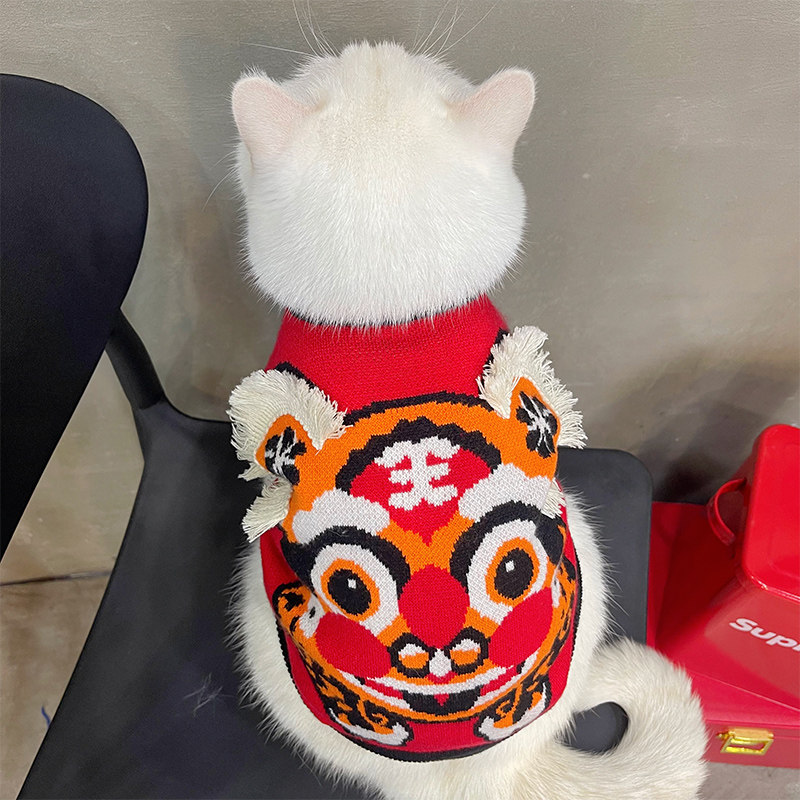 英短猫咪衣服冬季猫猫狗狗布偶猫宠物猫过年毛衣冬天红色新年可爱