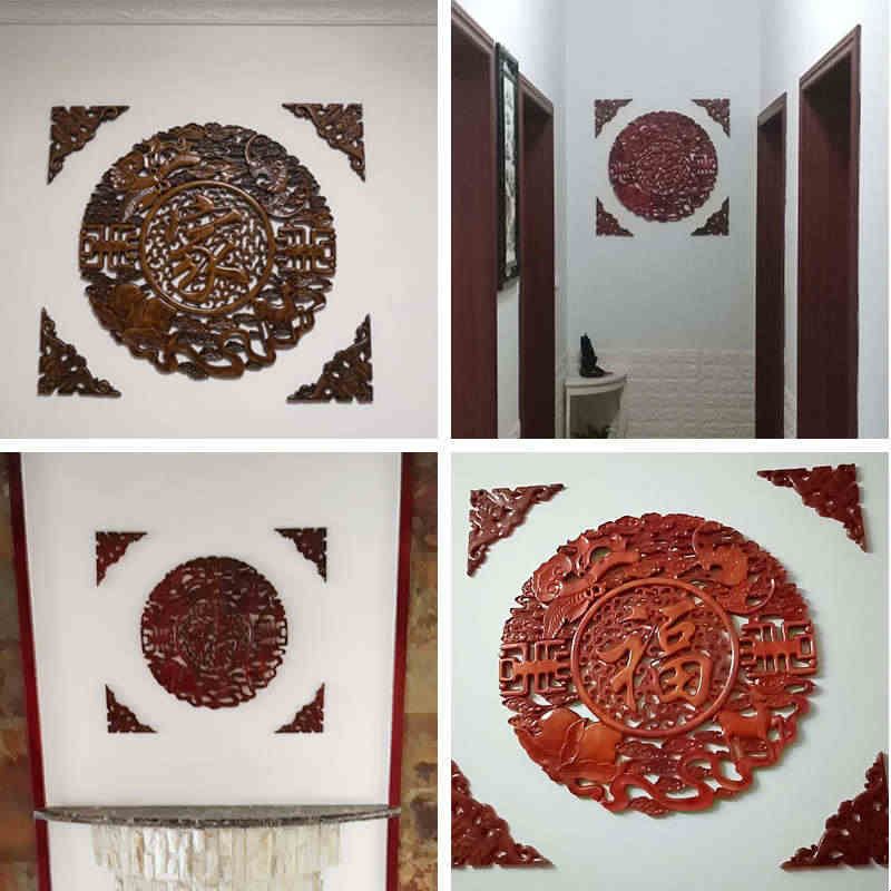 东阳木雕挂件蝙蝠角花香樟实木吊顶中式背景墙装饰工艺品三角配件图片
