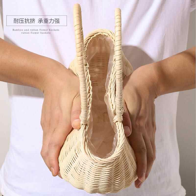花篮手工编织鲜花包装藤编迷你手提篮子竹编小号花束插花花艺材料图片