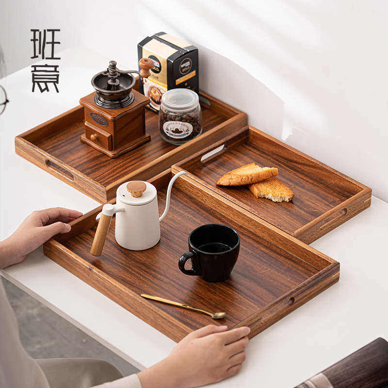 黑胡桃实木托盘茶杯水杯收纳盘日式长方形托盘咖啡杯木质托盘家用,餐饮具,餐用托盘,淘宝优惠券,粉丝福利购,淘宝优惠卷