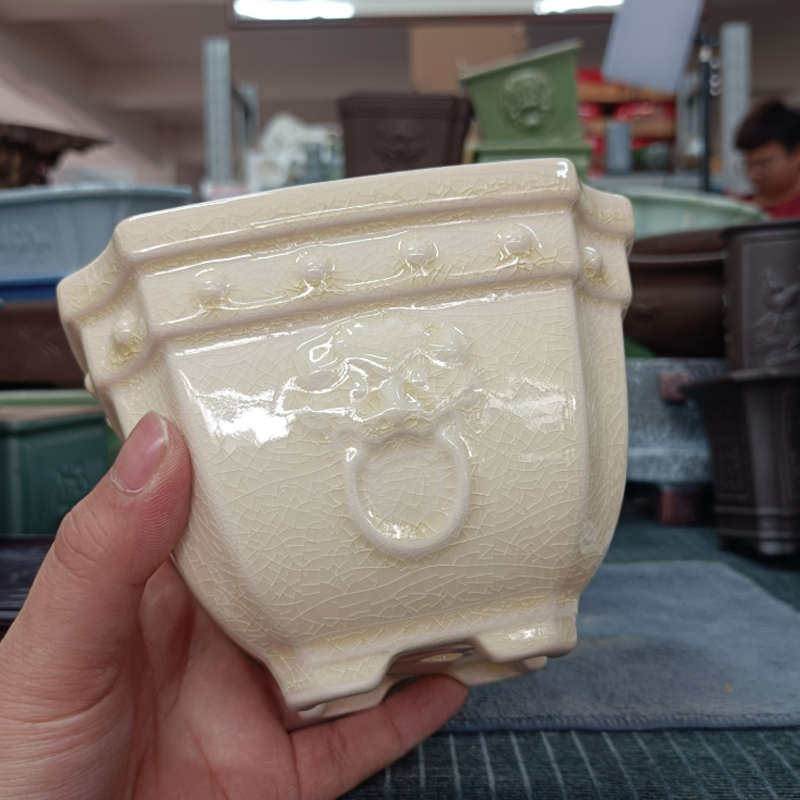 陶瓷青瓷紫砂四方文竹飘枝绿植小花盆简约家用盆景盆口13.5高9.5,鲜花速递/花卉仿真/绿植园艺,花盆,淘宝优惠券,粉丝福利购,淘宝优惠卷