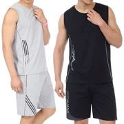 Người lớn nam vest vest quần lớn hoàn chỉnh bộ quần áo tải nam trung niên chơi thể thao mặc quần áo thấm mồ hôi quần short cotton - Lót