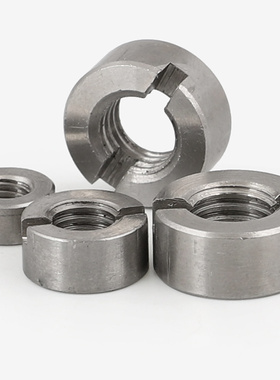 304不锈钢GB817A型带槽圆螺母一字槽无侧紧定孔M3M4M5M6M8M10GH