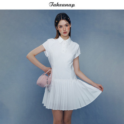 女花边百褶连衣裙衬衫式