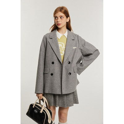 午睡自制复古学院风毛呢西装外套