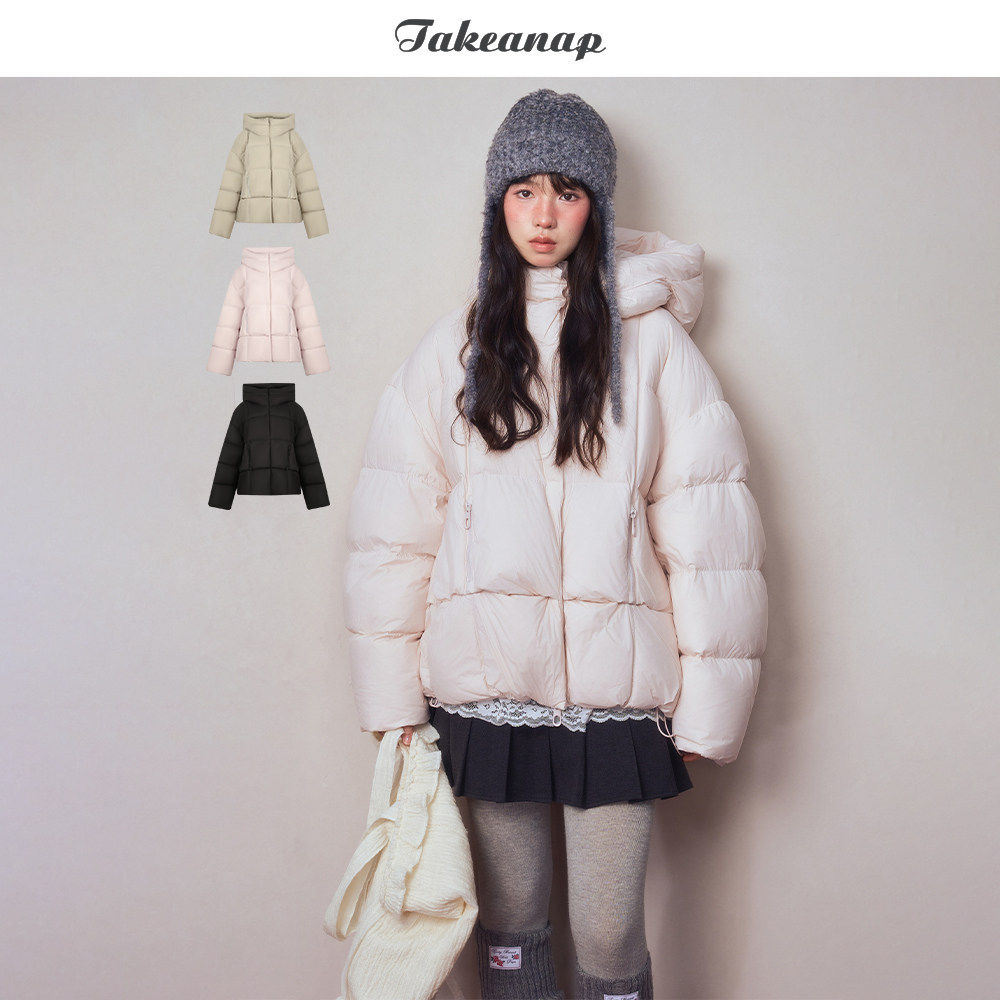TAKEANAP午睡 连帽立领轻羽绒服女冬新款90白鸭绒保暖加厚绒外套