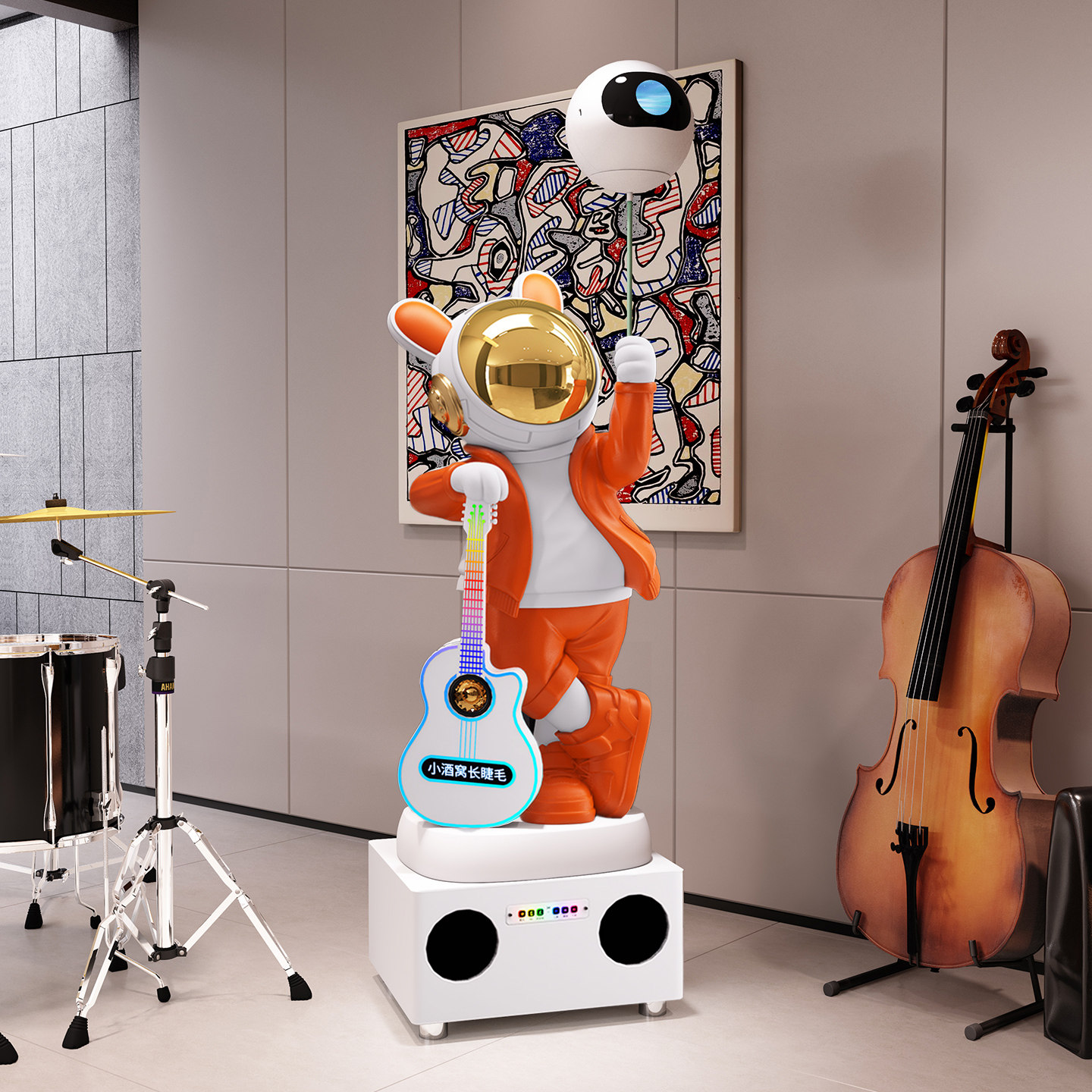 客厅沙发边电视机柜旁K歌太空人宇航员大摆件落地高端乔迁星空灯