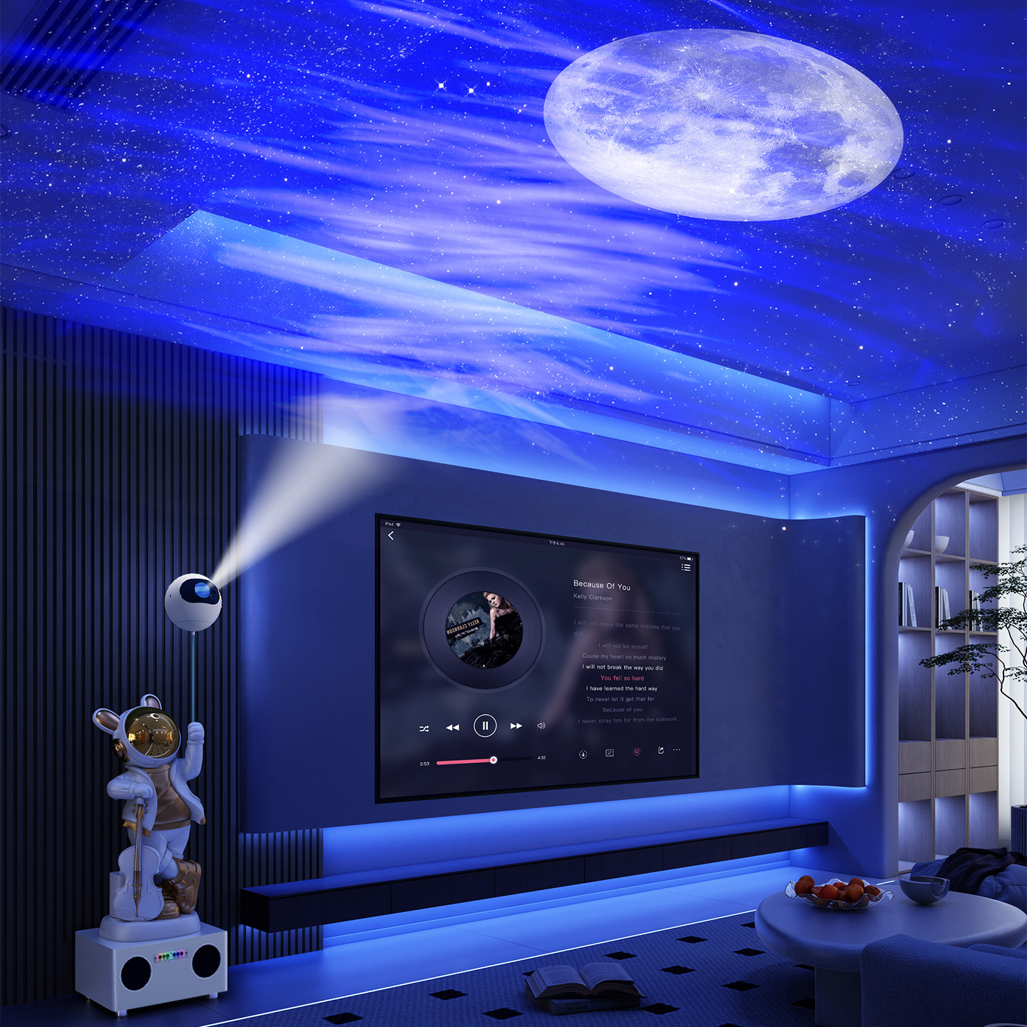 K歌太空人客厅沙发边电视机柜旁宇航员大摆件落地高端乔迁星空灯