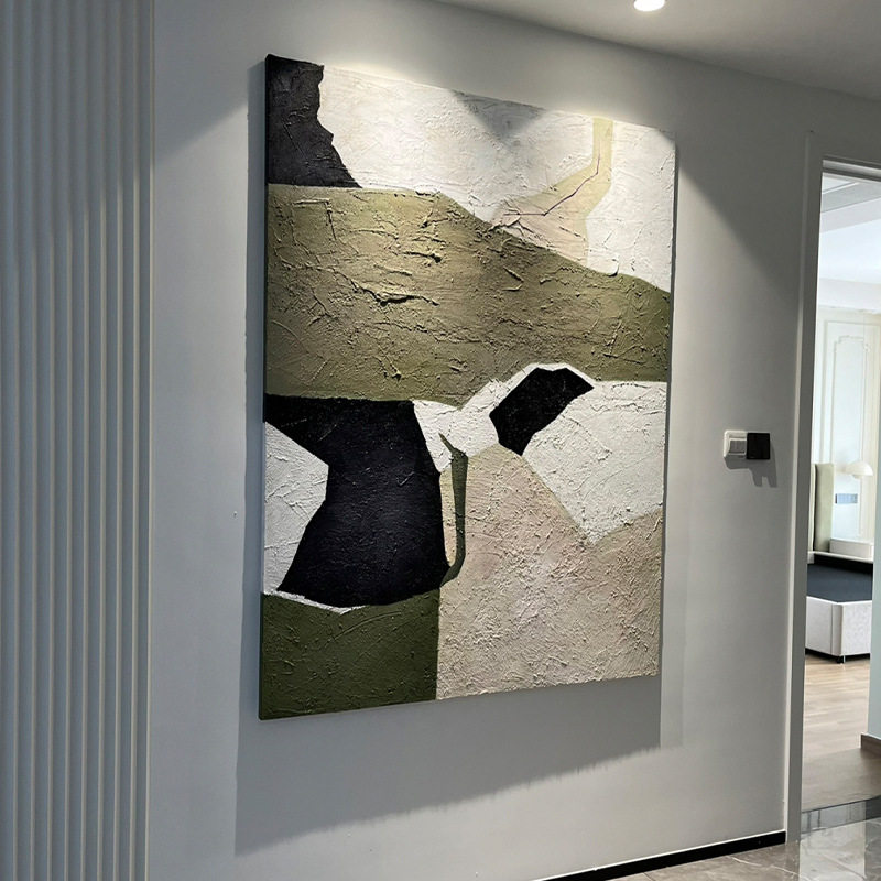 手绘油画高级感轻奢挂画高端奢华沙发后面背景墙装饰画客厅奶油风