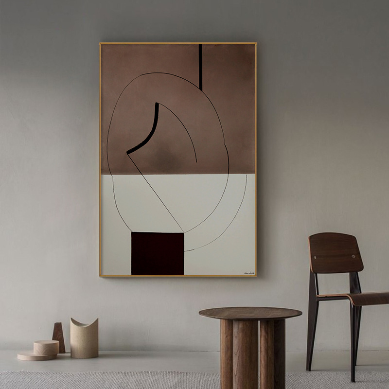 静观默察现代简约客厅装饰画咖啡色玄关挂画侘寂风酒店卧室壁画