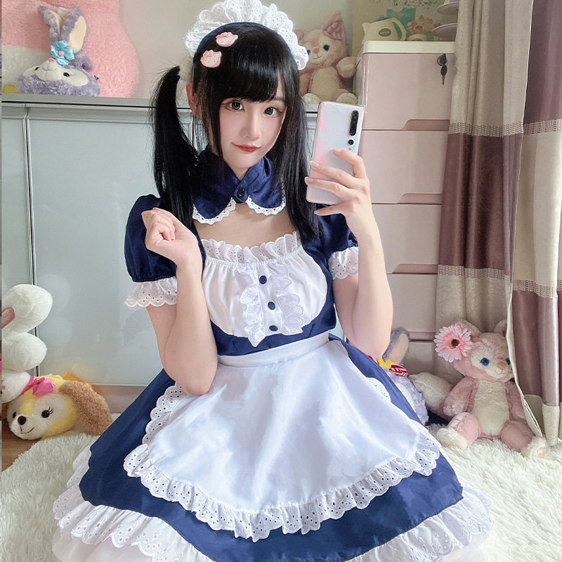 日系软萌经典女仆装cosplay表演服咖啡厅侍女佣制服lolita连衣裙