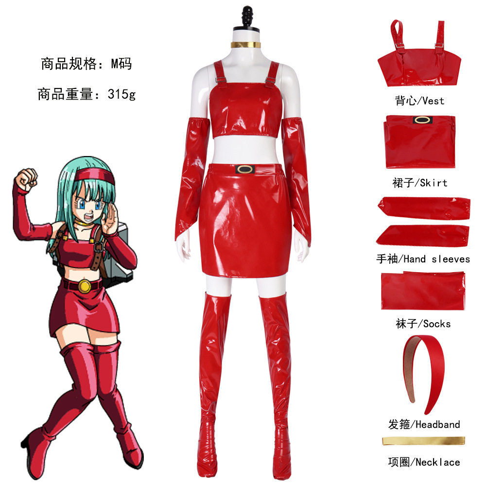 二次元动漫龙珠布尔玛cos服日漫角色扮演布尔玛皮款cosplay裙子