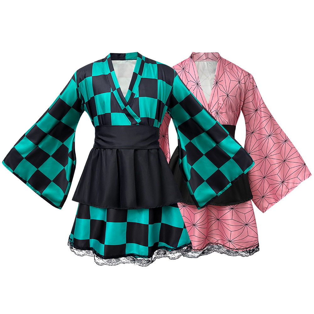 现货万圣节鬼灭之刃动漫灶门炭治郎祢豆子cospaly服装日本和服