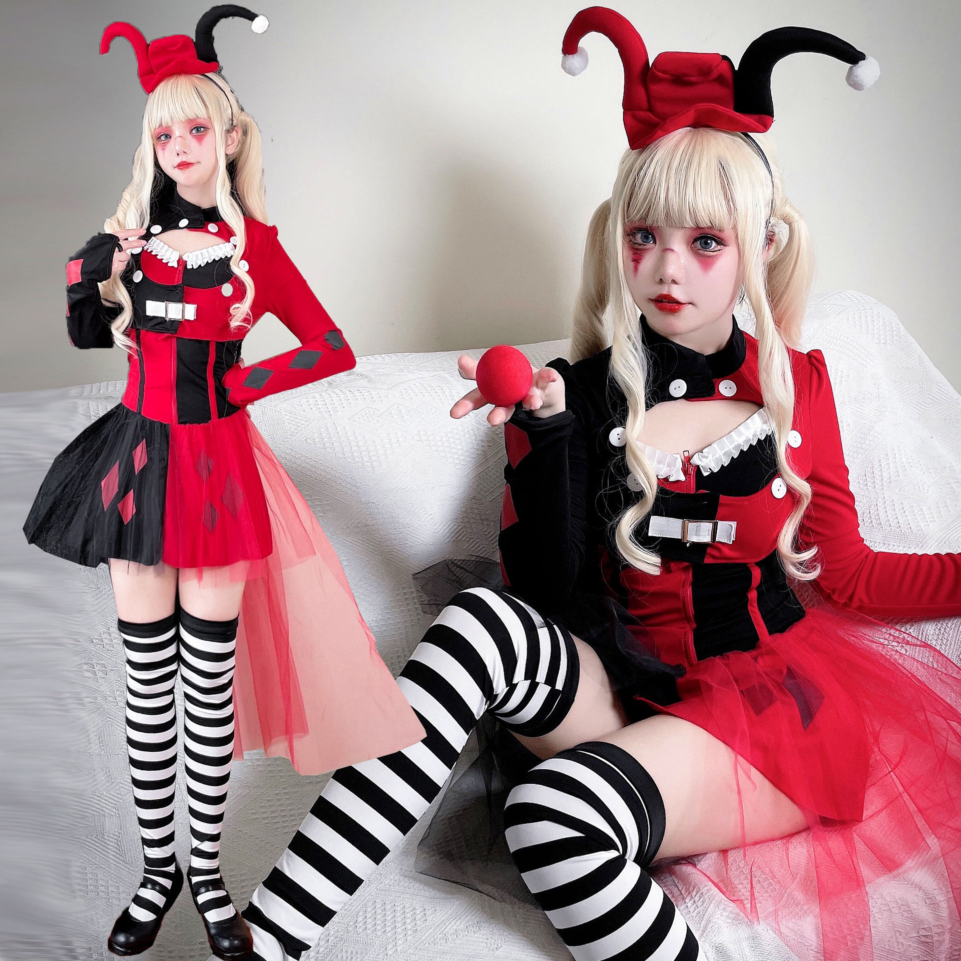 万圣节小丑套装马戏团cos服朋克哈利断魂小丑演出成人cosplay服装