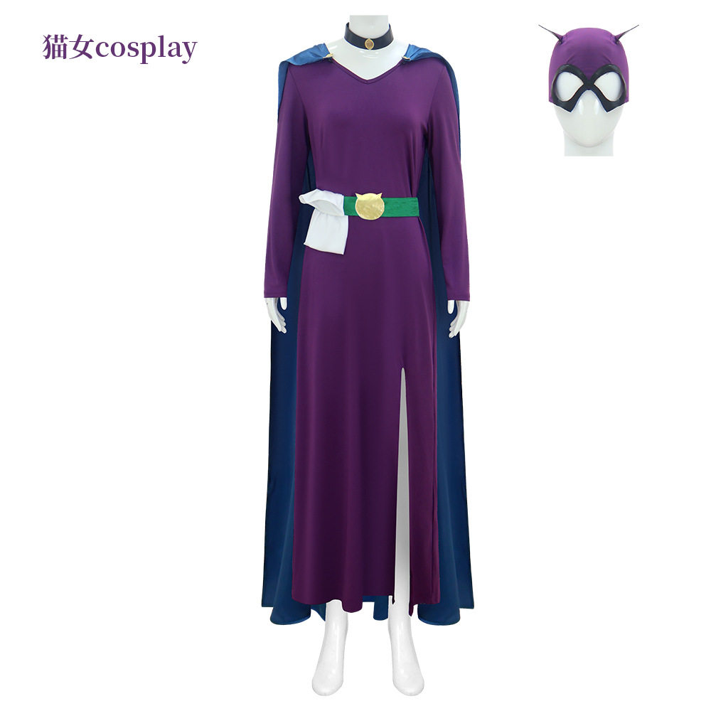 猫女cosplay服装新款女士紫色套装万圣节嘉年华派对角色扮演服装