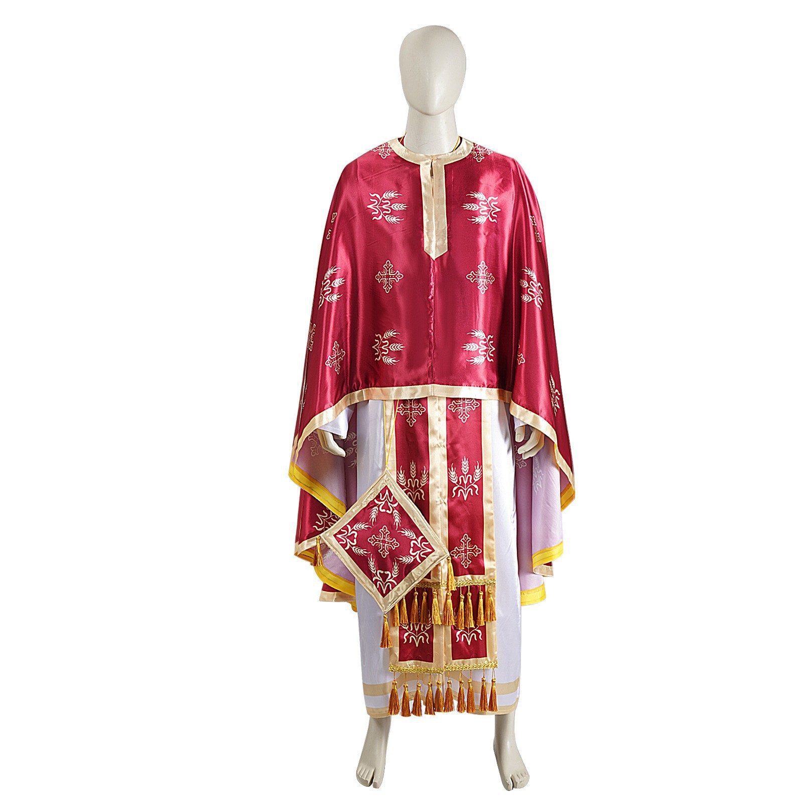 牧师服cos服中世纪长袍披肩复古中世纪披风长袍万圣节表演服