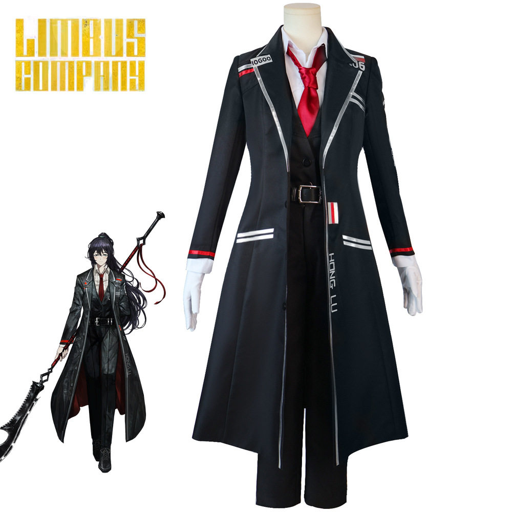 跨境边狱巴士公司cos服鸿璐浮士德cos服长款游戏黑色制服cosplay