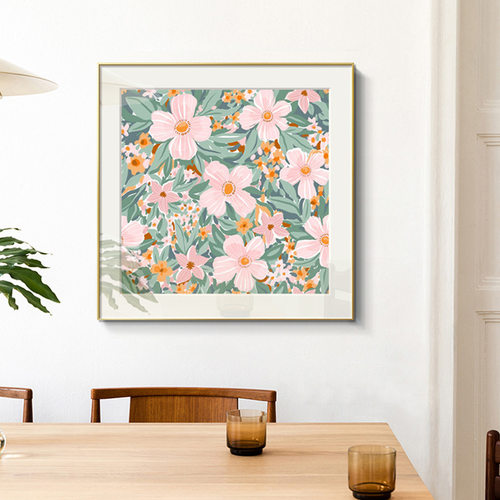 北欧风餐厅装饰画复古法式花朵卧室床头挂画小众艺术客厅桌面摆画