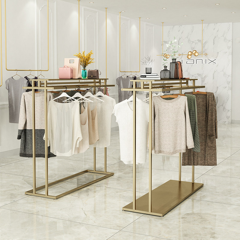服装店中岛架双杆落地式挂衣架