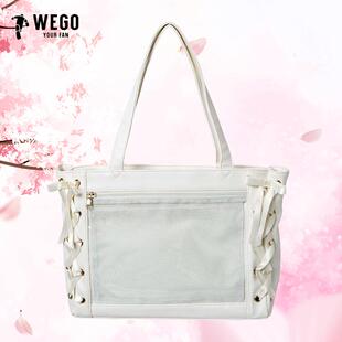 国内现货WEGO丝带痛丝皇吧唧包S码少女手拎休闲通勤二次元谷子包