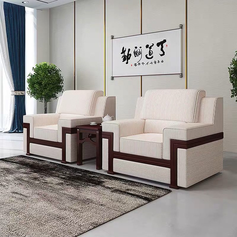 领导贵宾接待室会议沙发茶几组合办公沙发单人位中式布艺会客沙发