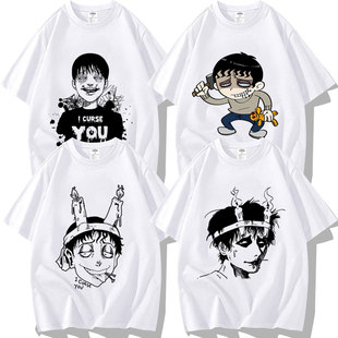 伊藤润二双一系列漫画川上富江周边短袖T恤衣服体恤半袖文化衫潮