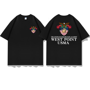 美国陆军军官学校西点军校军事军旅风军迷部队短袖T恤衣服体恤衫