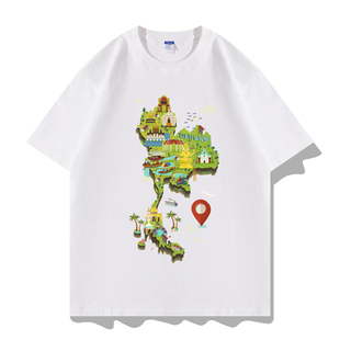 泰国thailand旅游旅行地标纯棉夏季宽松大码休闲短袖T恤衣服体恤