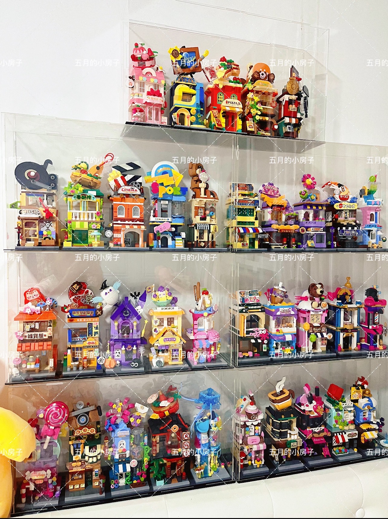 免胶亚克力展示盒适用于建筑缤纷街景音乐街景积木高透明防尘罩