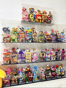 免胶亚克力展示盒适用于建筑缤纷街景音乐街景积木高透明防尘罩