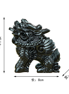 快速发货纯手工古法琉璃黑t麒麟一对装居家摆件守护门神中式工艺