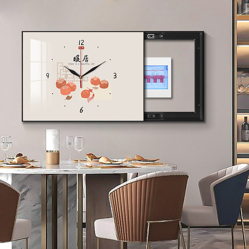 快速发货莫兰e迪北欧电表箱装饰画带钟表电闸开关盒遮挡弱电源箱