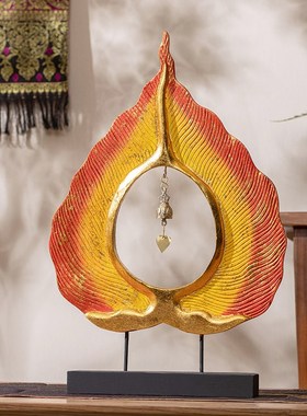 快速发货泰国木雕工艺o品菩提叶禅意摆件家居客厅电视酒柜桌面创