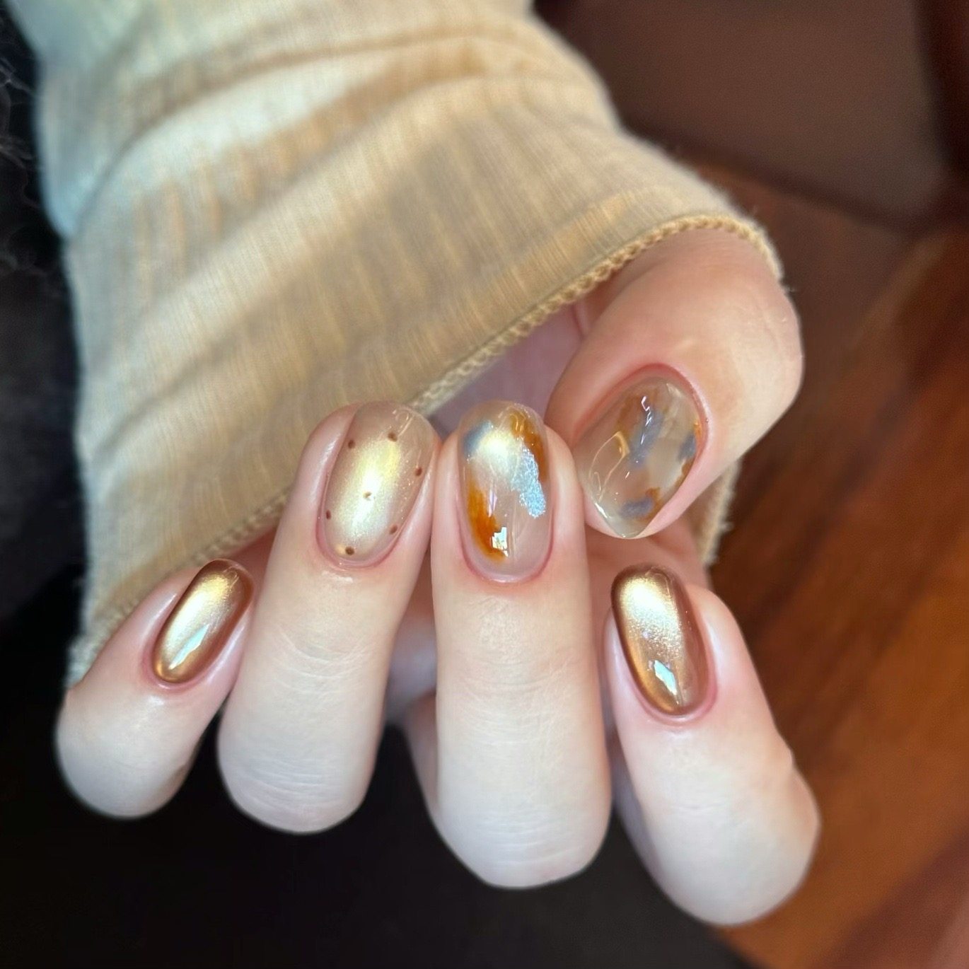 纯手工穿戴甲琥珀晕染猫眼焦糖金棕贝母光泽显白新款秋冬美甲贴片,彩妆/香水/美妆工具,穿戴甲/甲片,淘宝优惠券,粉丝福利购,淘宝优惠卷
