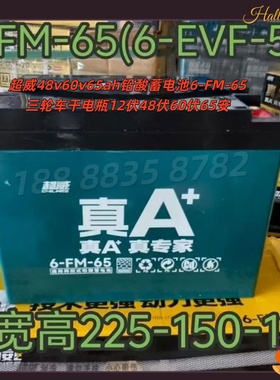 超威48v60v65ah铅酸蓄电池6-FM-65三轮车干电瓶12伏48伏60伏65安