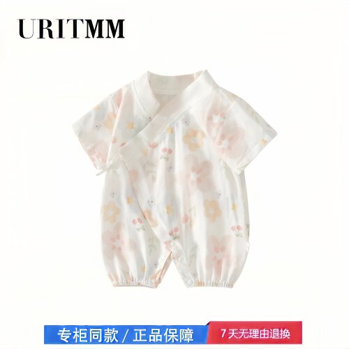 【撤柜专区】品牌专柜  夏季婴儿纱布连体衣短袖透气和尚服哈衣