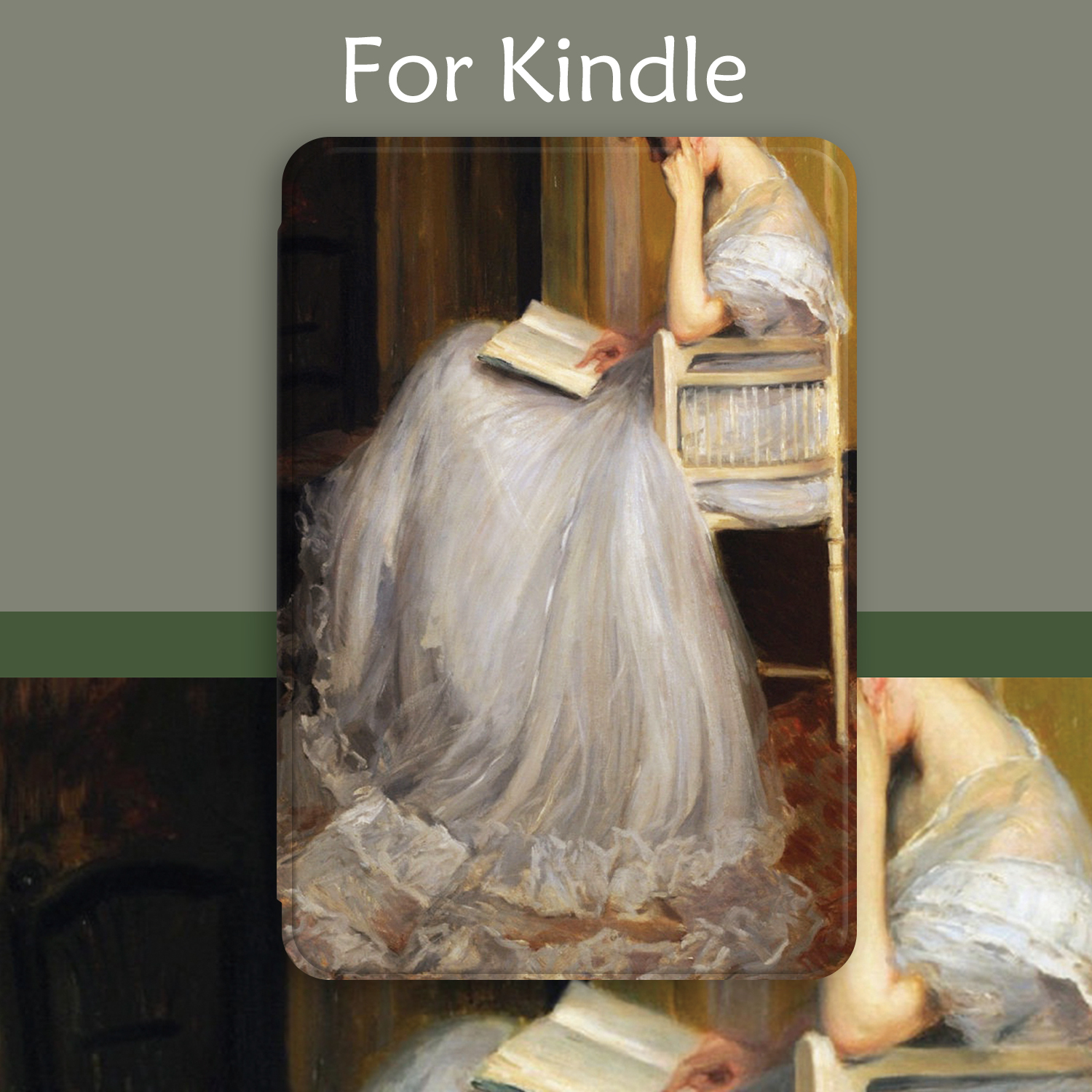 读书保护套kindle复古油画