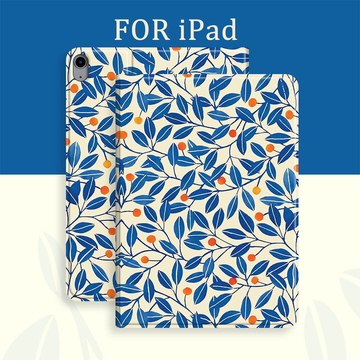 蓝色树叶夏季新款适用于iPad2022mini6iPad11寸PRO油画保护套 3C数码配件 平板电脑保护套/壳 原图主图