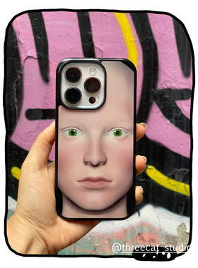 韩系ins欧尼抽象艺术搞怪人脸博主同款手机壳适用于iphone17promax/16pro苹果15/14/13/12黑边11保护套Xsmax