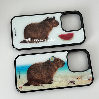 可爱墨镜沙滩卡皮巴拉17手机壳
