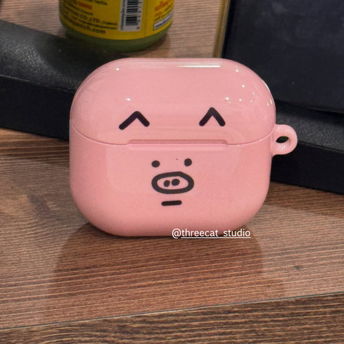 粉色表情呆萌小猪airpods耳机套