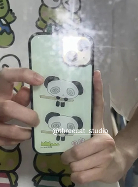 韩系insY2K少女熊猫饺子欧尼博主同款手机壳适用于iphone17promax/16pro苹果15/14/13/12黑边11保护套Xsmax