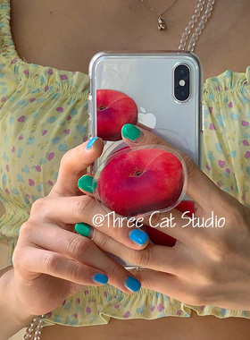 韩ins甜蜜桃子百搭支架欧尼博主同款手机壳适用于iphone17pro/16promax苹果15/14/13保护套高透软XSMAX包边12