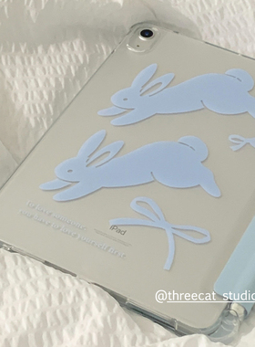韩ins小众蓝色兔子蝴蝶结11代air7/6/5/4平板10代ipad保护壳pro2025防摔透明笔槽11寸苹果ipad7/8/9/10保护套