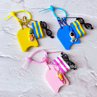 韩系ins小众设计清凉夏日男孩女孩游泳板泳镜钥匙扣包包挂饰新款