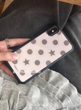 韩系ins古早棕色波点欧尼博主同款手机壳适用于iphone17promax/16pro苹果15/14/13/12黑边11保护套Xsmax