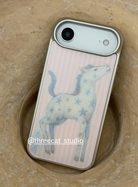 韩系ins复古星星小马欧尼博主同款手机壳适用于iphone17promax/16pro苹果15/14/13/12银边11保护套Xsmax