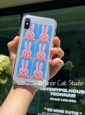 韩ins粉色兔子头像证件照欧尼博主同款手机壳适用于iphone17pro/16promax苹果15/14/13保护套高透软包边12
